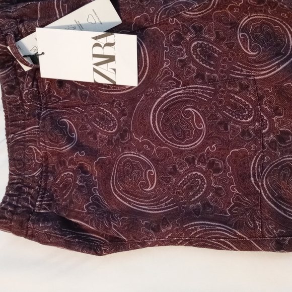 NWT Zara Women's Paisley Print Straight Pants. Size S. Color Purple. - Picture 11 of 12